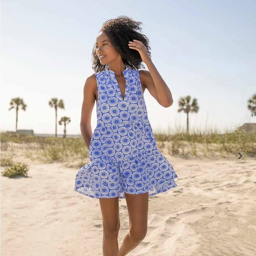 Mahi Gold - Blue Floral Sleeveless Lauren Dress, Size XS - Picture 5 of 11